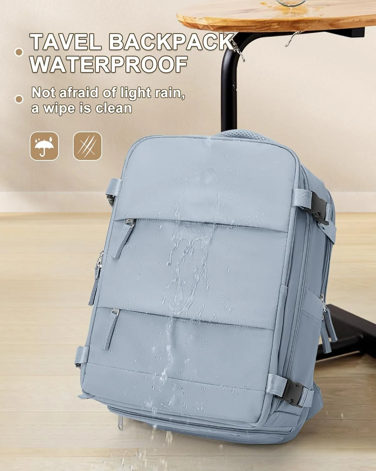 coowoz Large Travel Backpack Carry On for Women Man Waterproof Gym Backpack with Laptop Compartment Mochila de Viaje Teacher Personal Item Backpack Rucksack Airplane Accessories Must Haves (Grey Blue)