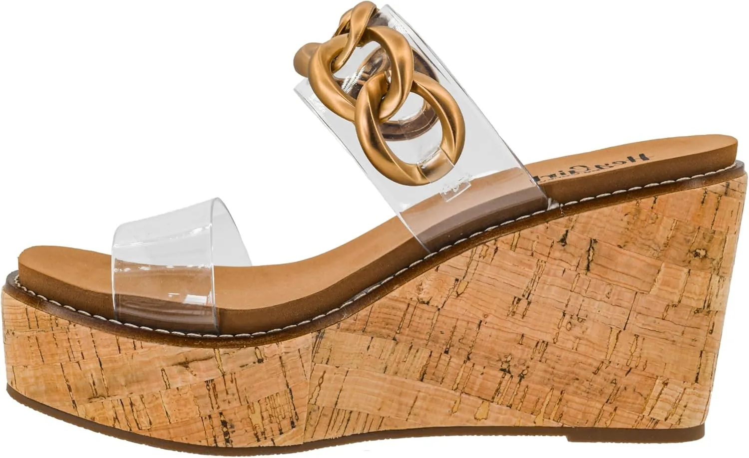 Corkys Footwear On Vacay 3.75-Inch Wedges - Two Strap Slip-on Cork Wedge With Chunky Chain Detail - Where Comfort Meets Chic with Cushioned EVA Insoles