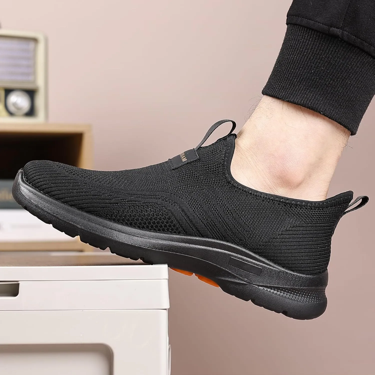 COSIDRAM Men's Step in Shoes Hands Free Breathable Mesh Cushioned Lightweight Comfort Slip On Athletic Gym Workout Sneaker