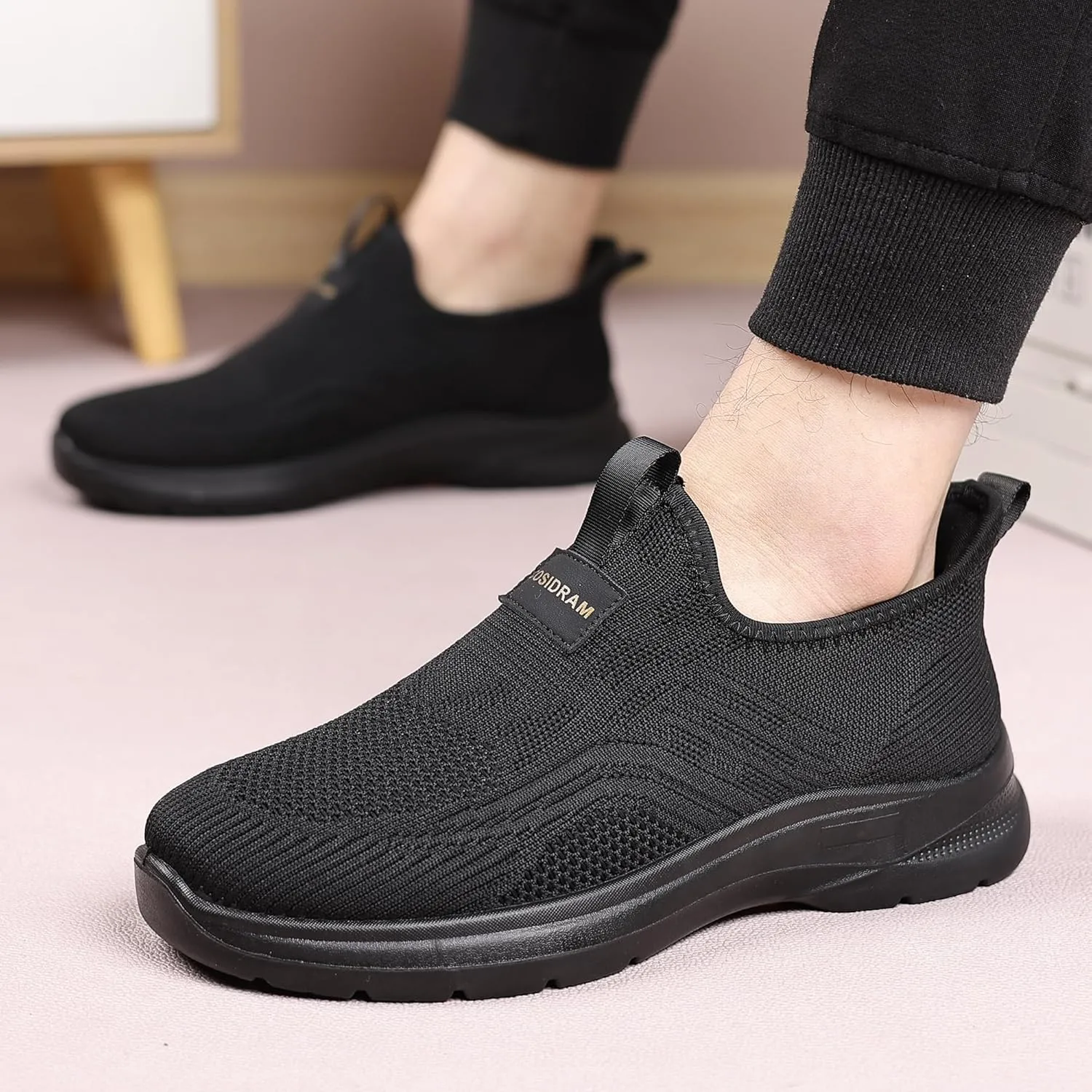 COSIDRAM Men's Step in Shoes Hands Free Breathable Mesh Cushioned Lightweight Comfort Slip On Athletic Gym Workout Sneaker
