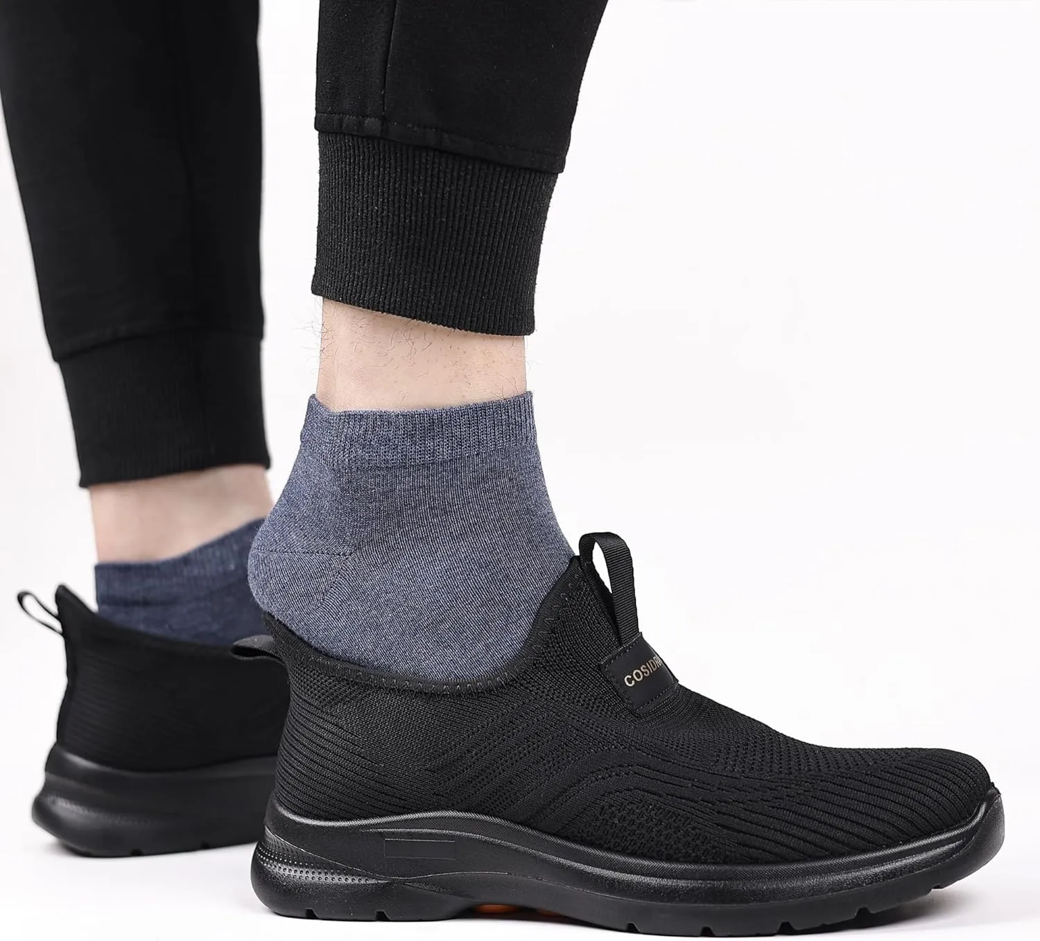 COSIDRAM Men's Step in Shoes Hands Free Breathable Mesh Cushioned Lightweight Comfort Slip On Athletic Gym Workout Sneaker