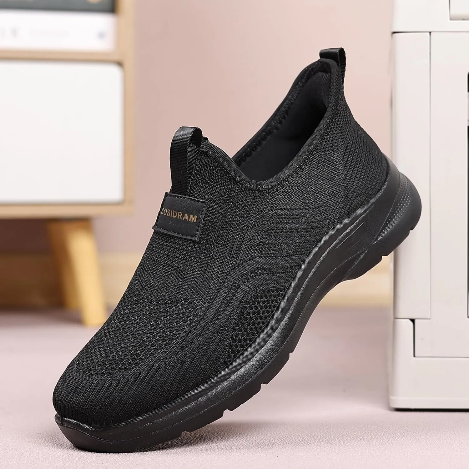 COSIDRAM Men's Step in Shoes Hands Free Breathable Mesh Cushioned Lightweight Comfort Slip On Athletic Gym Workout Sneaker