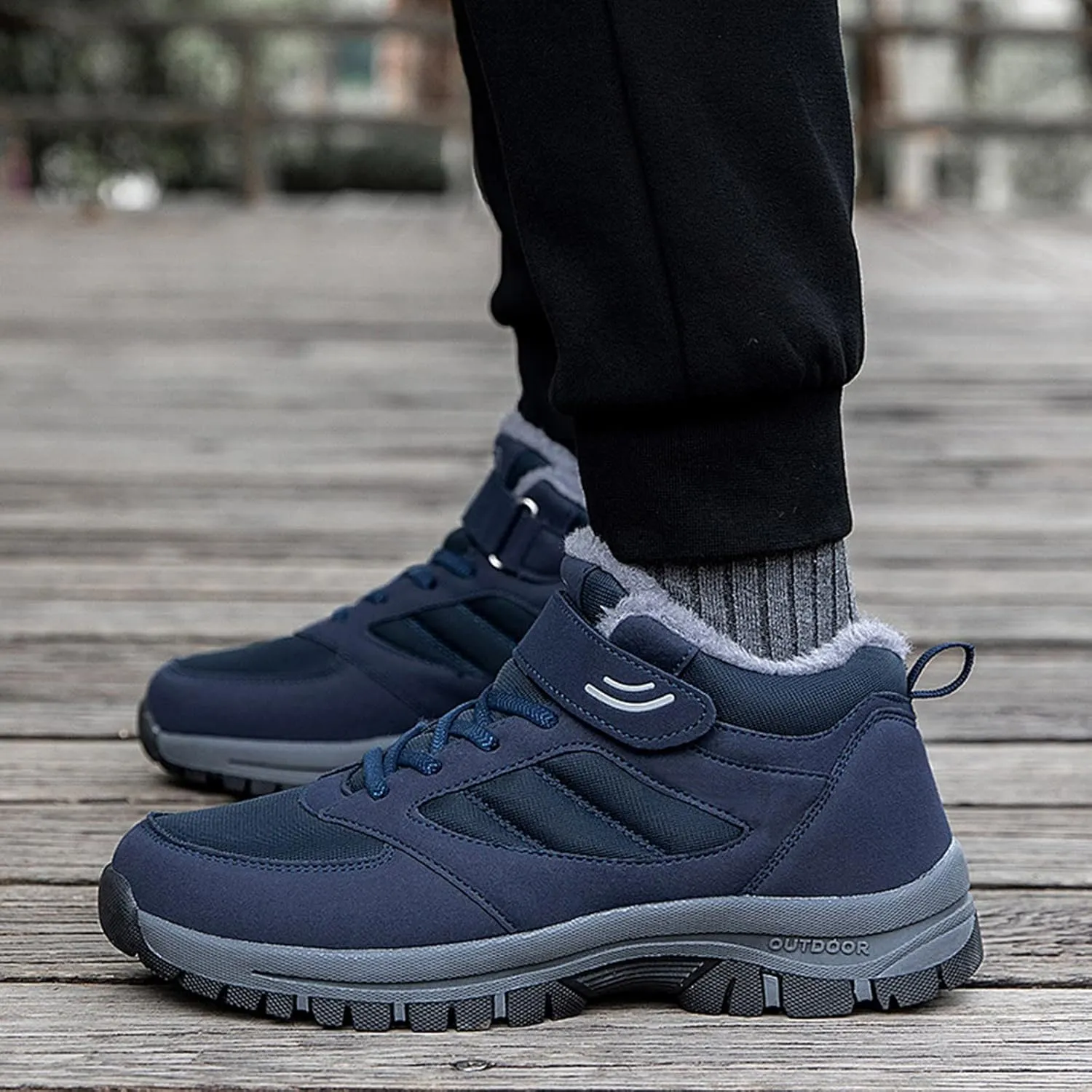 Couple Models Men's Middle and Elderly High Top Plus Velvet Thickening Non Slip Wear Comfortable Men's Athletic Sneaker Water
