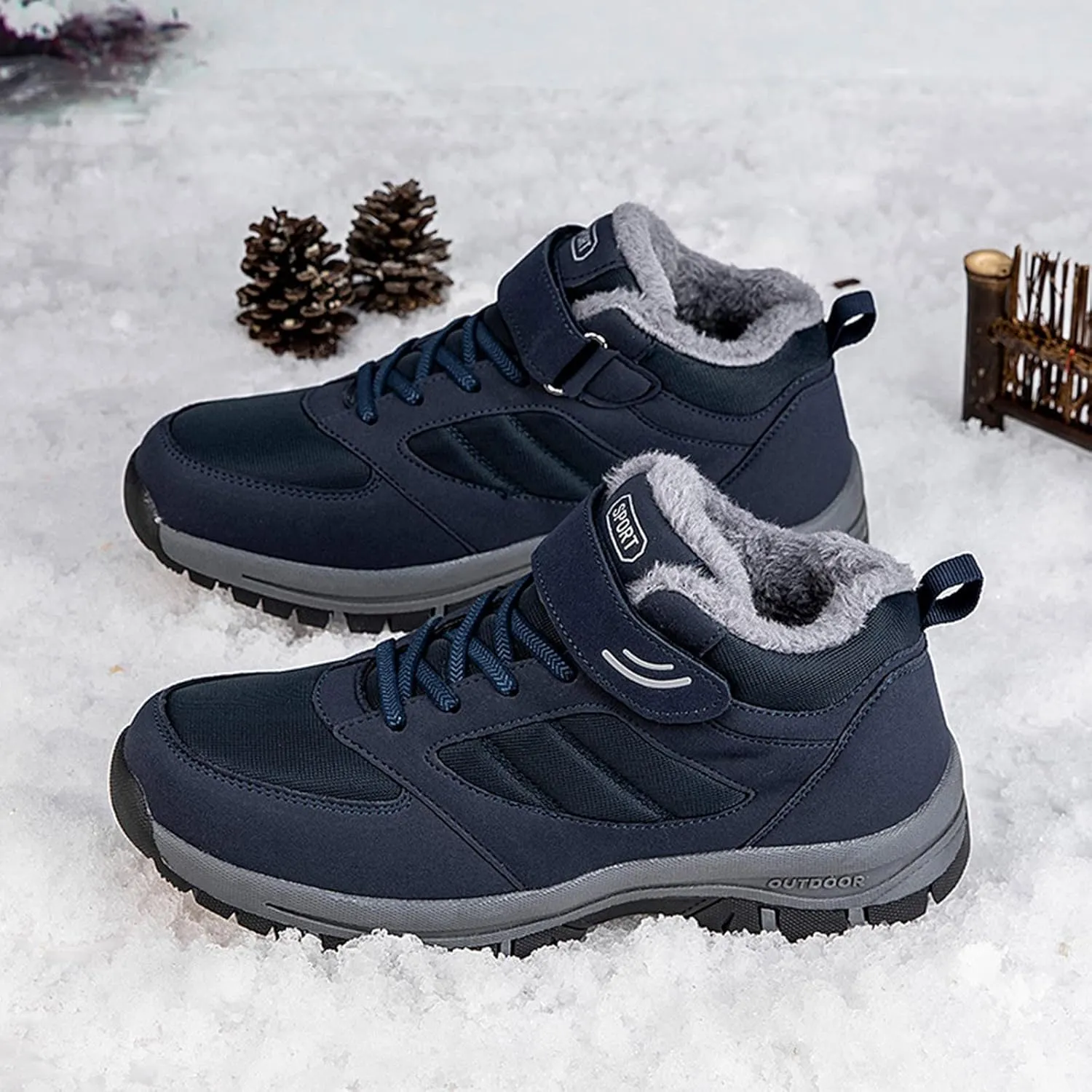 Couple Models Men's Middle and Elderly High Top Plus Velvet Thickening Non Slip Wear Comfortable Men's Athletic Sneaker Water