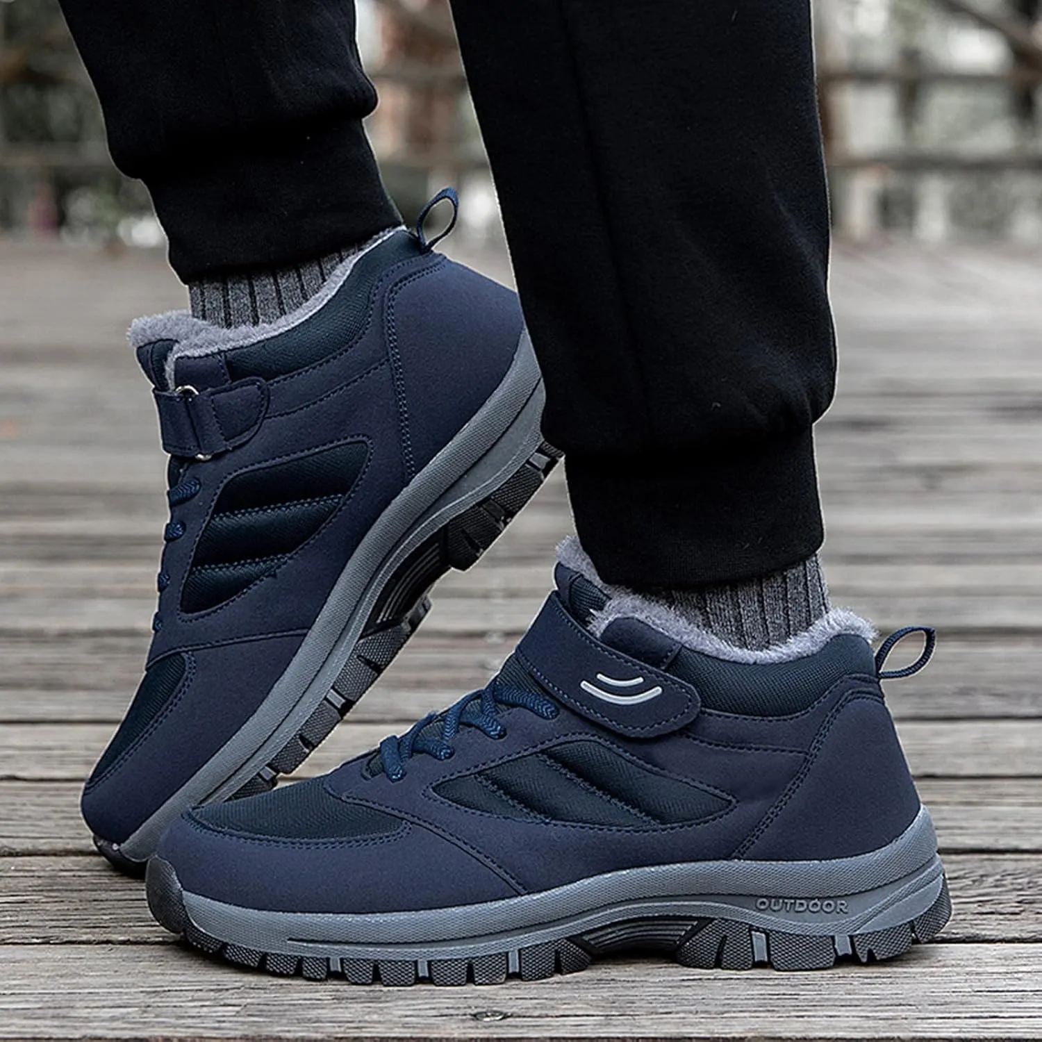 Couple Models Men's Middle and Elderly High Top Plus Velvet Thickening Non Slip Wear Comfortable Men's Athletic Sneaker Water