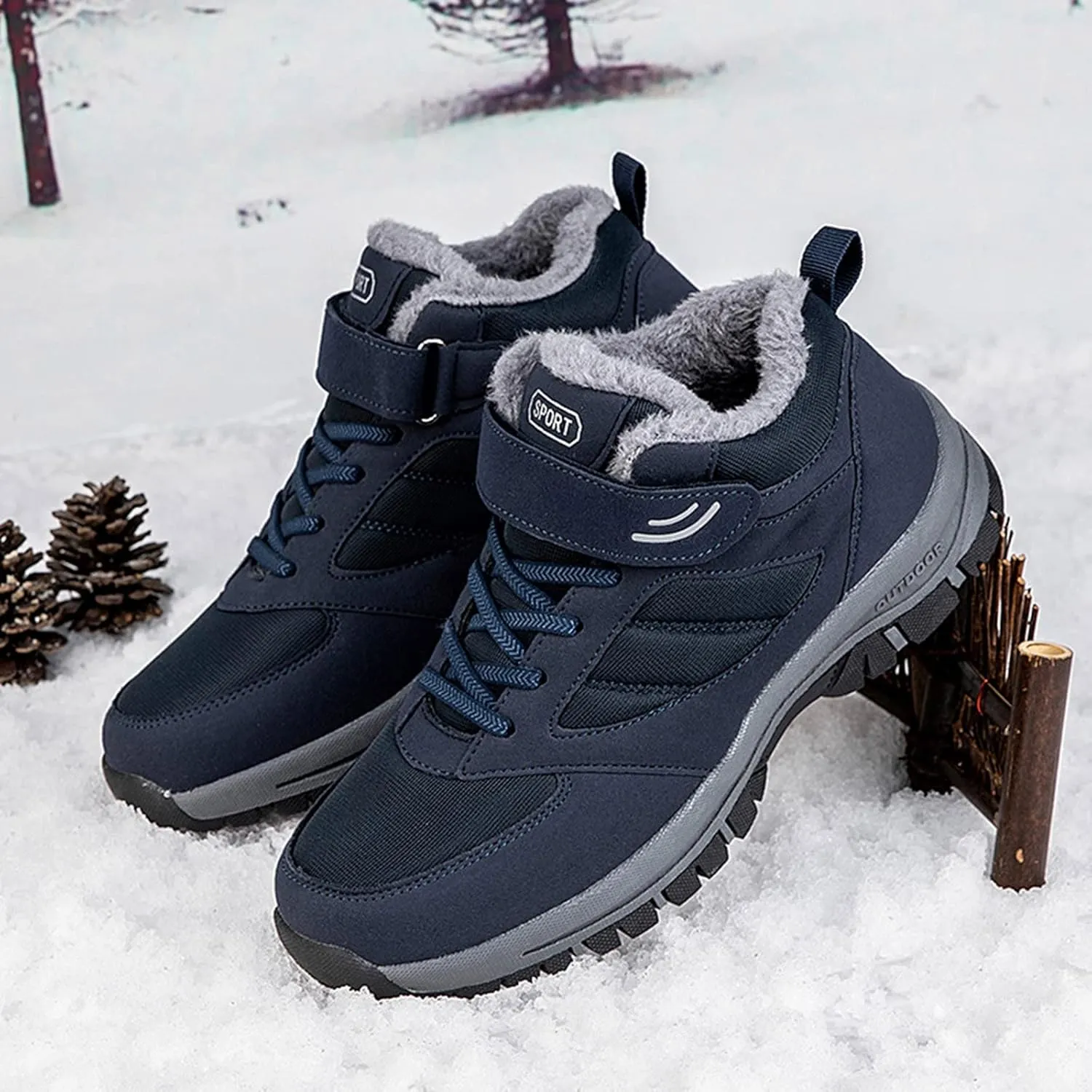 Couple Models Men's Middle and Elderly High Top Plus Velvet Thickening Non Slip Wear Comfortable Men's Athletic Sneaker Water