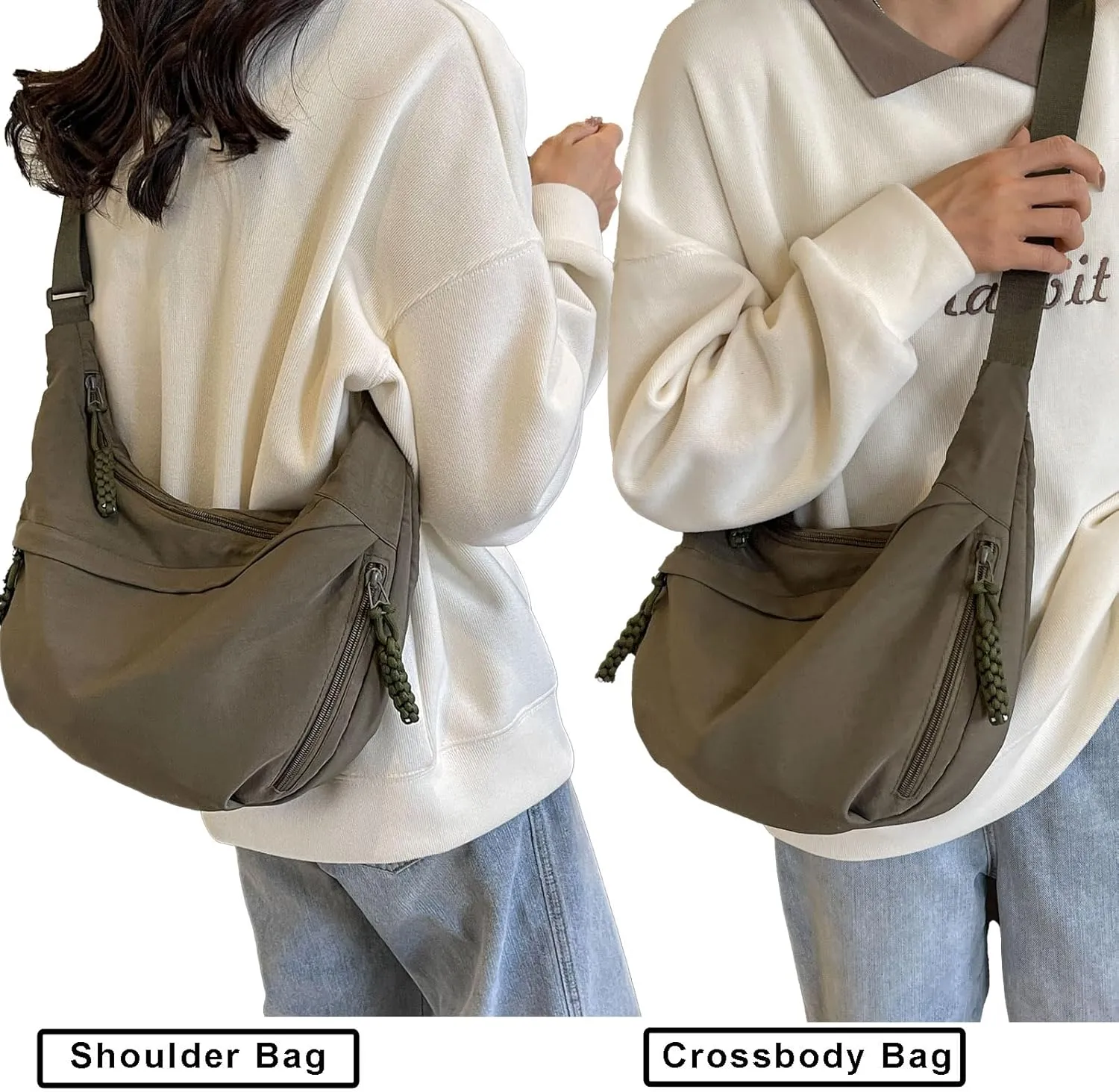 Crescent Crossbody Bags for Women Nylon Slouchy Sling Hobo Bag,Spacious Dumpling Shoulder Handbag Cross Body Purses