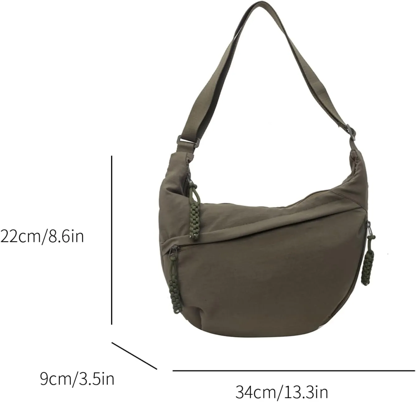 Crescent Crossbody Bags for Women Nylon Slouchy Sling Hobo Bag,Spacious Dumpling Shoulder Handbag Cross Body Purses