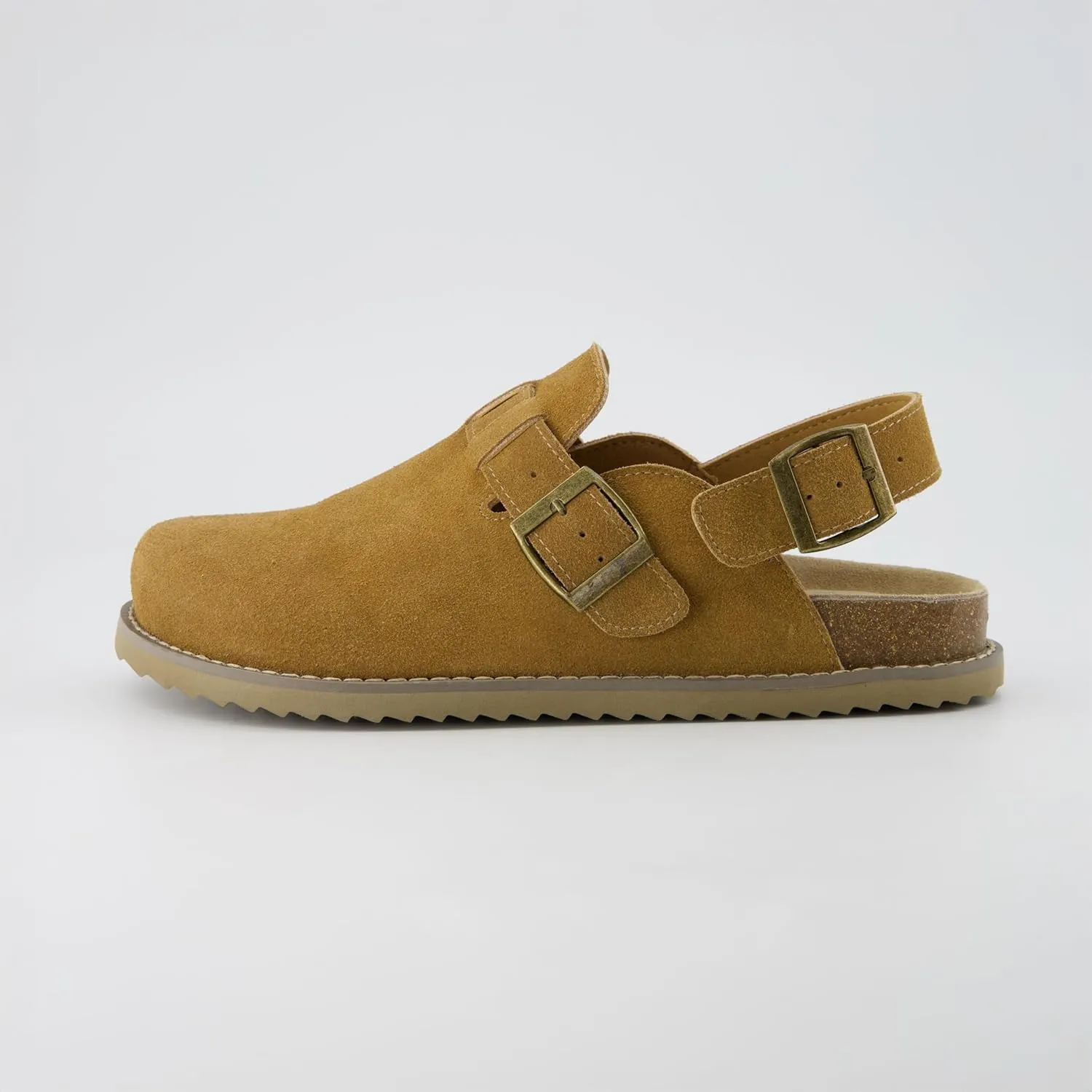 CUSHIONAIRE Brooklyn Women's Suede Clogs - Adjustable Slingback Clog Sandal with Buckle, Memory Foam, Wide Widths
