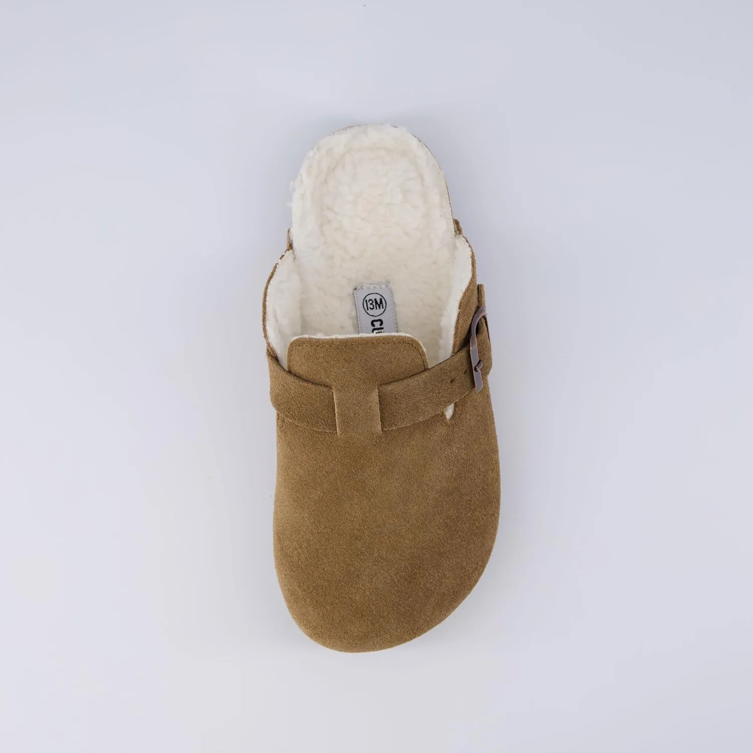 CUSHIONAIRE Kid's Hana Cork footbed clog with Genuine Leather upper, Faux Fur lining, and  Comfort
