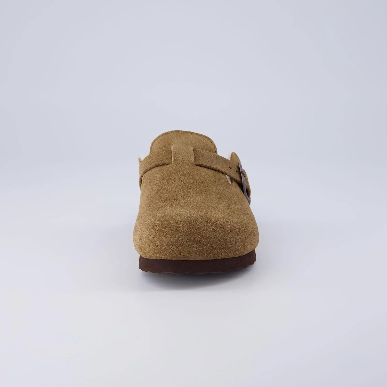 CUSHIONAIRE Kid's Hana Cork footbed clog with Genuine Leather upper, Faux Fur lining, and  Comfort