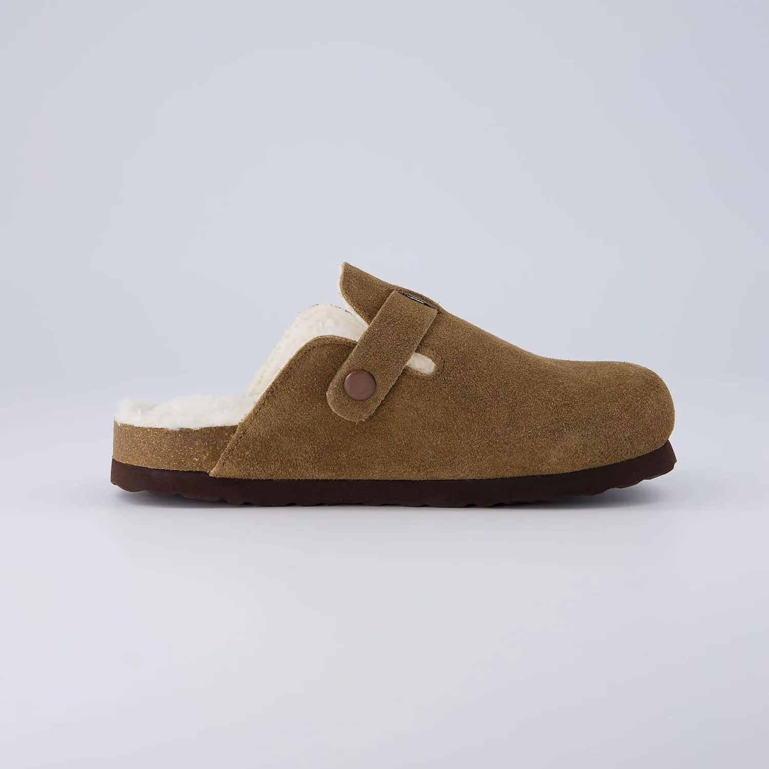 CUSHIONAIRE Kid's Hana Cork footbed clog with Genuine Leather upper, Faux Fur lining, and  Comfort