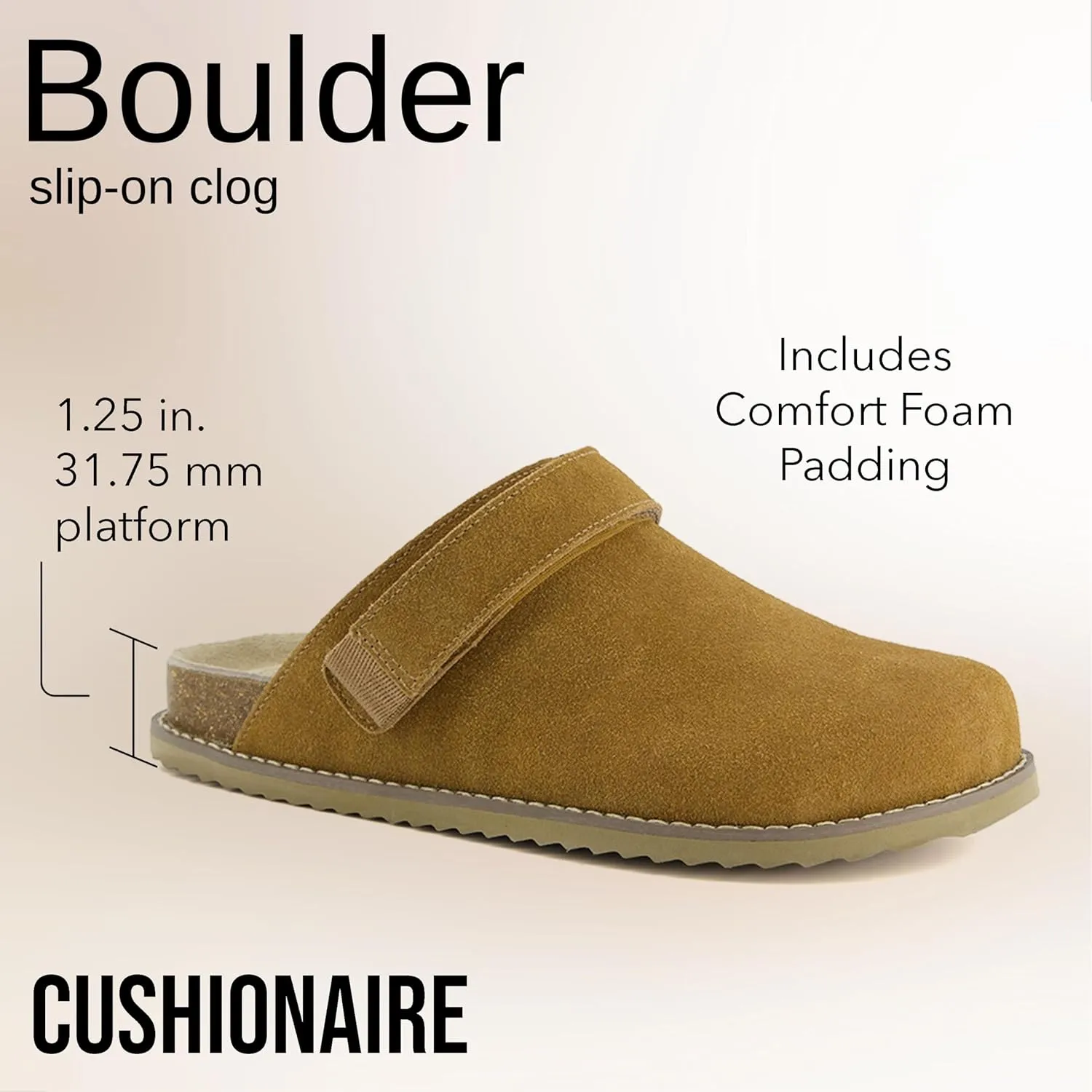 CUSHIONAIRE Women's Boulder Genuine Suede Clog with Swivel Strap – Lightweight EVA Sole, Memory Foam Insole, Wide Widths Available
