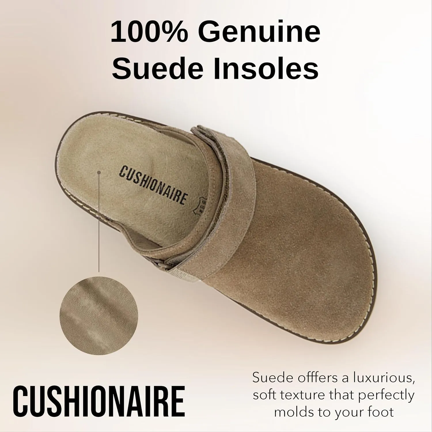 CUSHIONAIRE Women's Boulder Genuine Suede Clog with Swivel Strap – Lightweight EVA Sole, Memory Foam Insole, Wide Widths Available