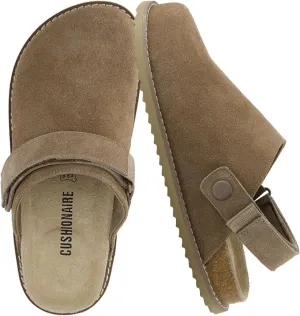 CUSHIONAIRE Women's Boulder Genuine Suede Clog with Swivel Strap – Lightweight EVA Sole, Memory Foam Insole, Wide Widths Available