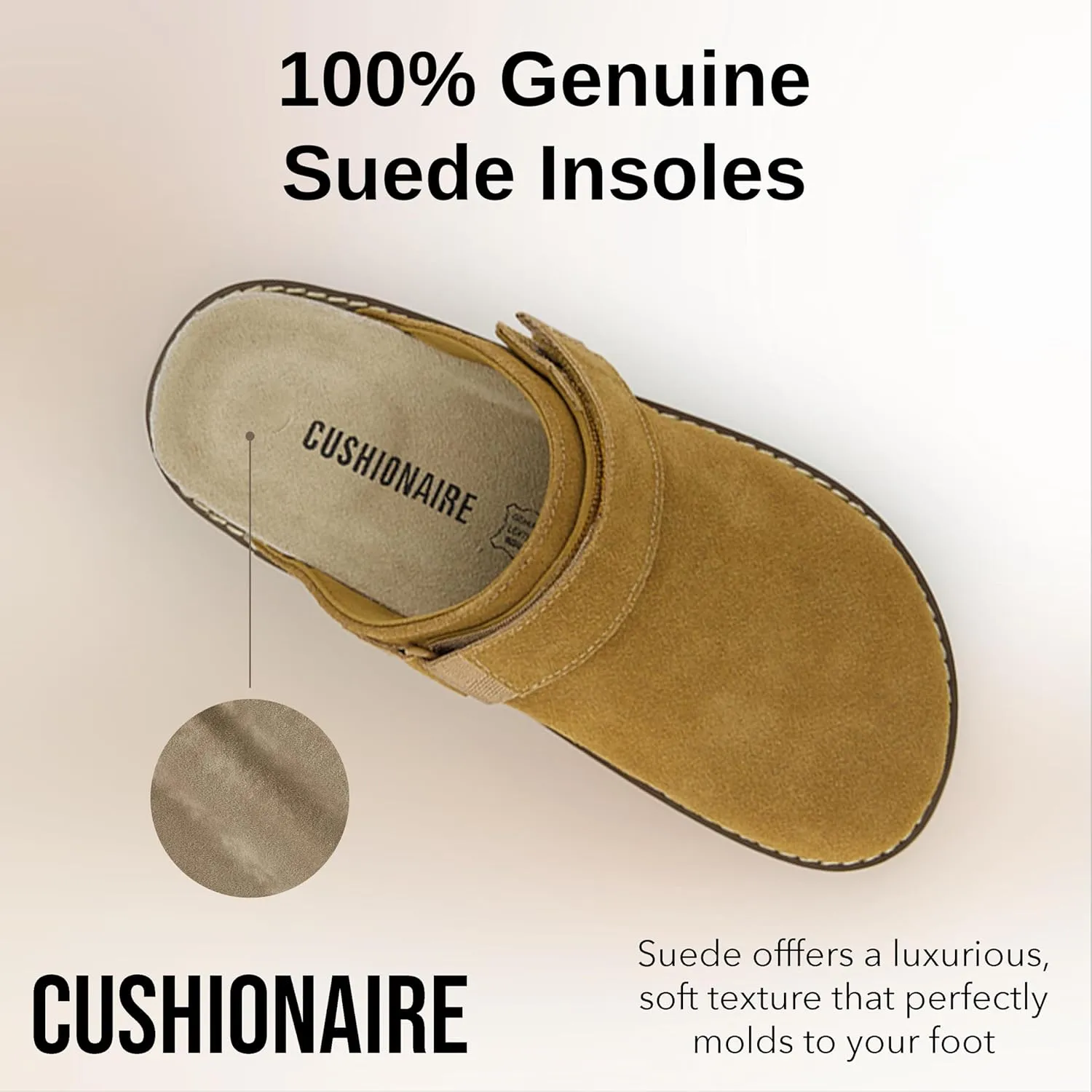 CUSHIONAIRE Women's Boulder Genuine Suede Clog with Swivel Strap – Lightweight EVA Sole, Memory Foam Insole, Wide Widths Available