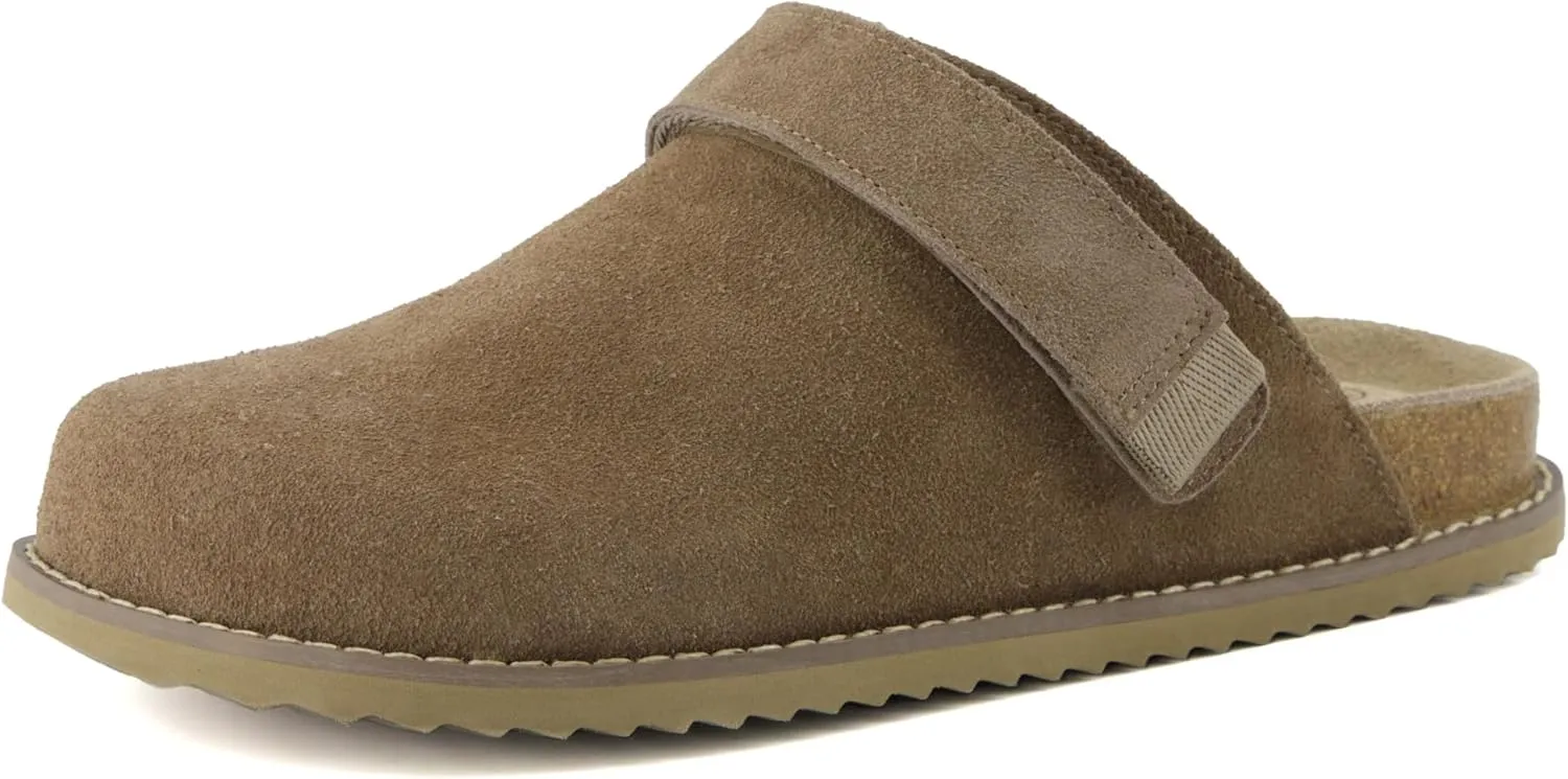 CUSHIONAIRE Women's Boulder Genuine Suede Clog with Swivel Strap – Lightweight EVA Sole, Memory Foam Insole, Wide Widths Available