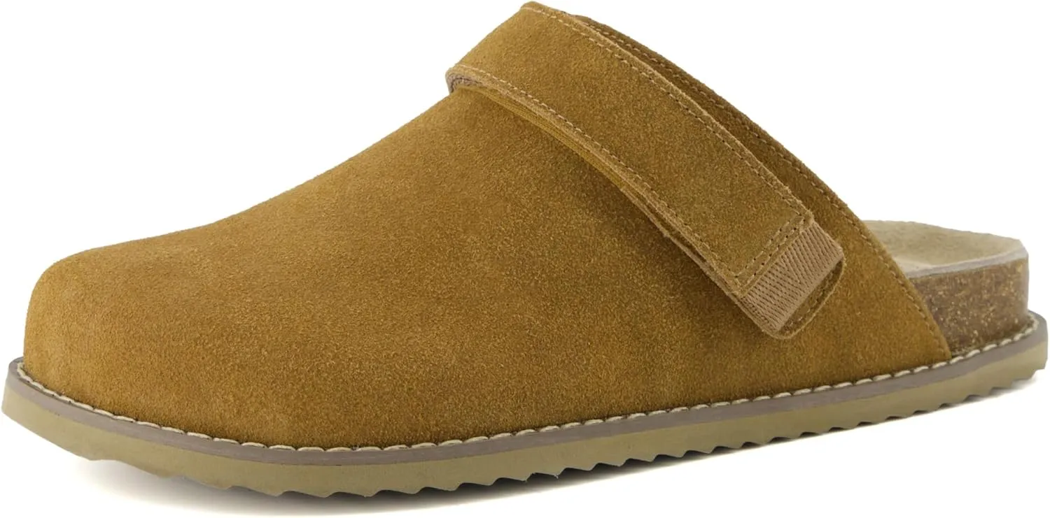 CUSHIONAIRE Women's Boulder Genuine Suede Clog with Swivel Strap – Lightweight EVA Sole, Memory Foam Insole, Wide Widths Available