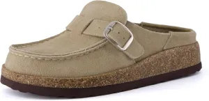 CUSHIONAIRE Women's Hobby Genuine Leather Cork Footbed Clog with  Comfort