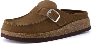CUSHIONAIRE Women's Hobby Genuine Leather Cork Footbed Clog with  Comfort