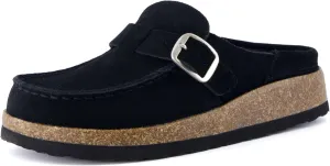 CUSHIONAIRE Women's Hobby Genuine Leather Cork Footbed Clog with  Comfort