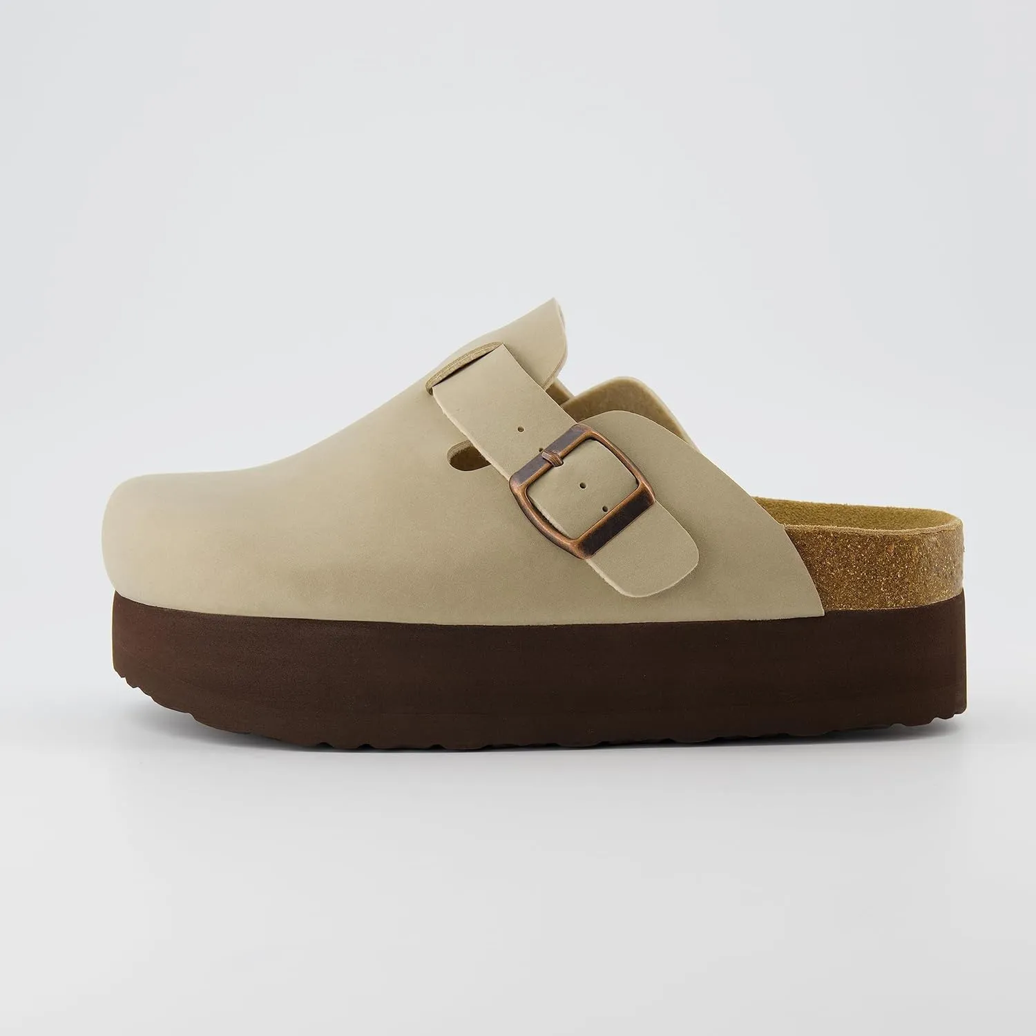 CUSHIONAIRE Women's Loom Cork Footbed Platform Clog – Comfortable Vegan Leather, Arch Support, All-Day Comfort, Wide Widths Available