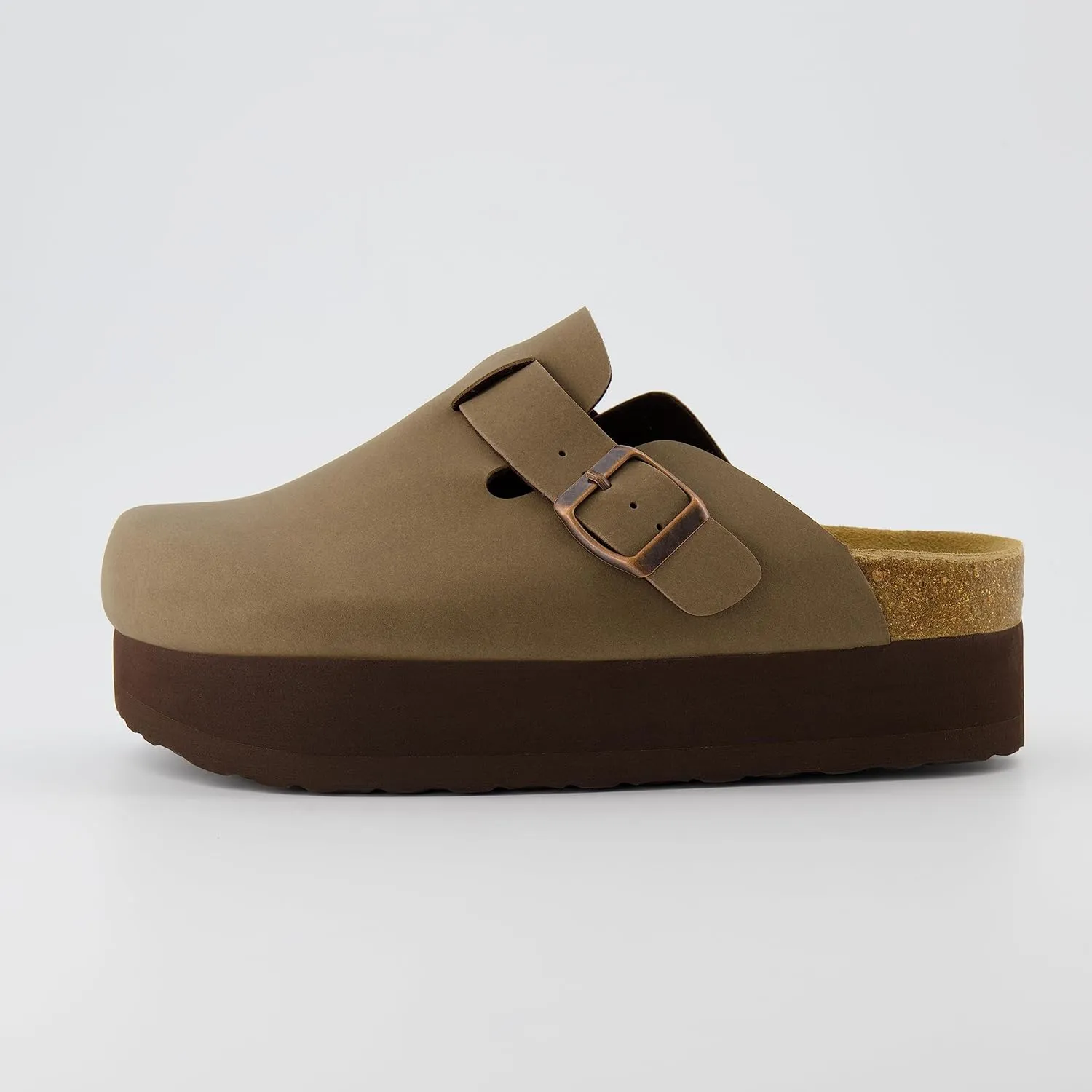 CUSHIONAIRE Women's Loom Cork Footbed Platform Clog – Comfortable Vegan Leather, Arch Support, All-Day Comfort, Wide Widths Available