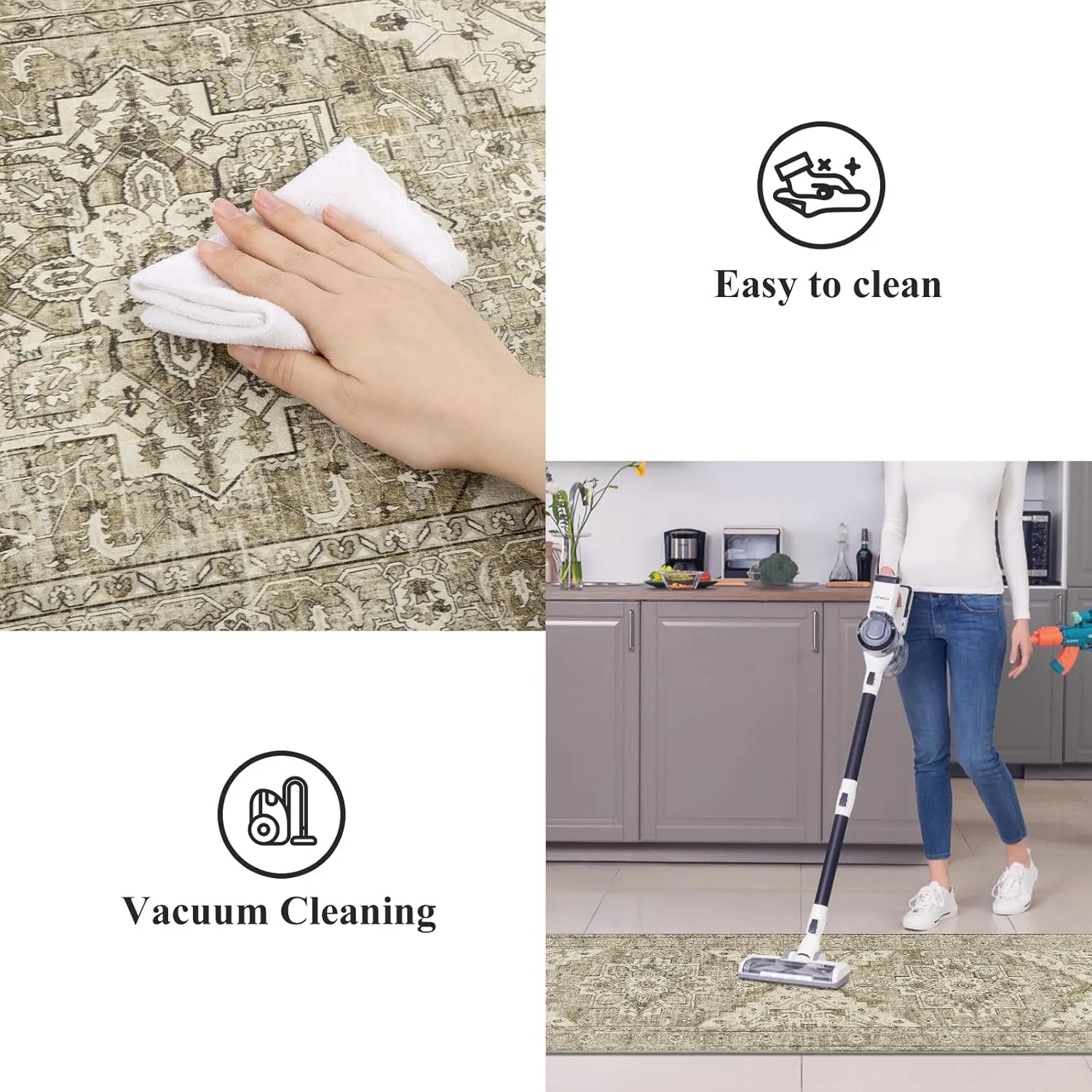 Cushioned Kitchen Rug Sets 3 Piece Anti Fatigue Kitchen Mats for Floor Non Slip Waterproof Kitchen Rugs and Mats Comfort Standing Mat Runner for Home Office,Sink,Laundry