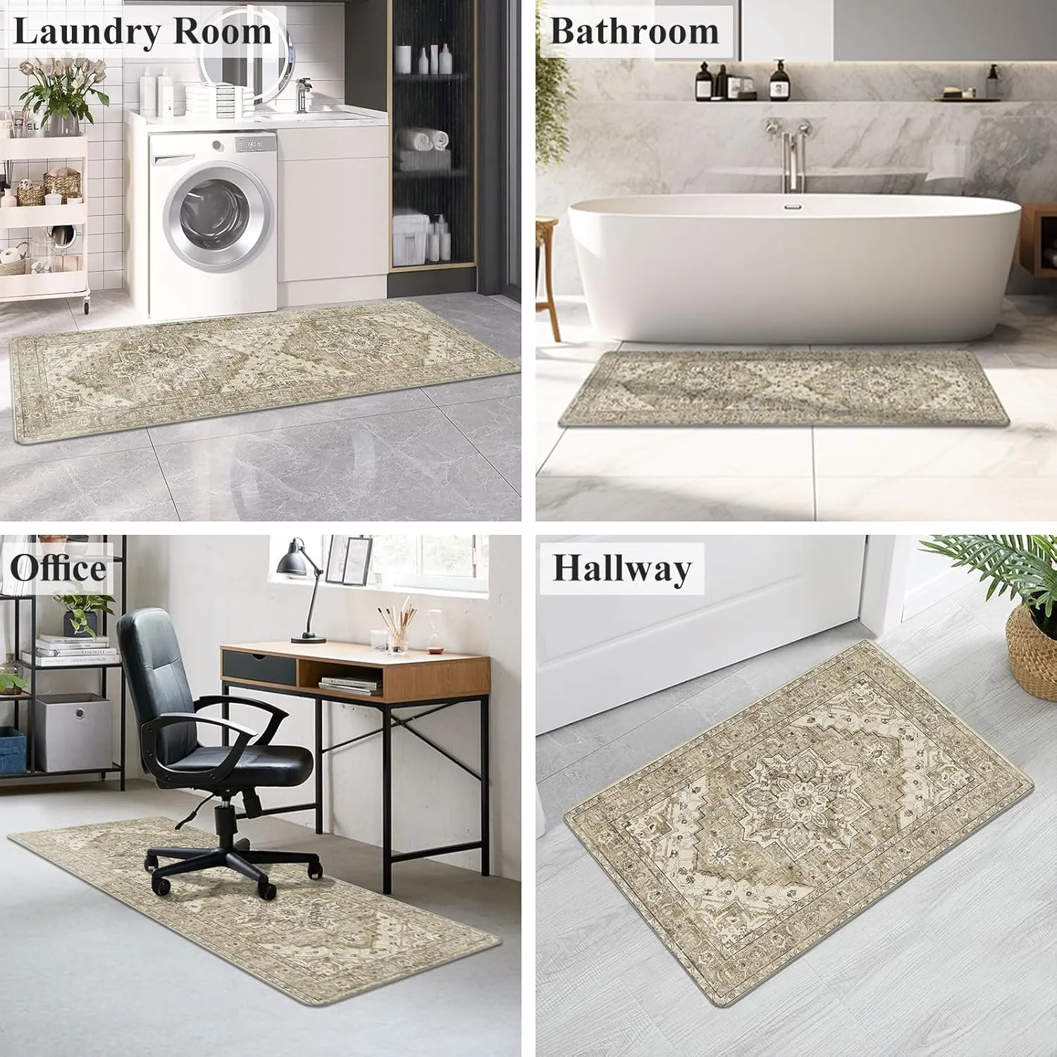Cushioned Kitchen Rug Sets 3 Piece Anti Fatigue Kitchen Mats for Floor Non Slip Waterproof Kitchen Rugs and Mats Comfort Standing Mat Runner for Home Office,Sink,Laundry