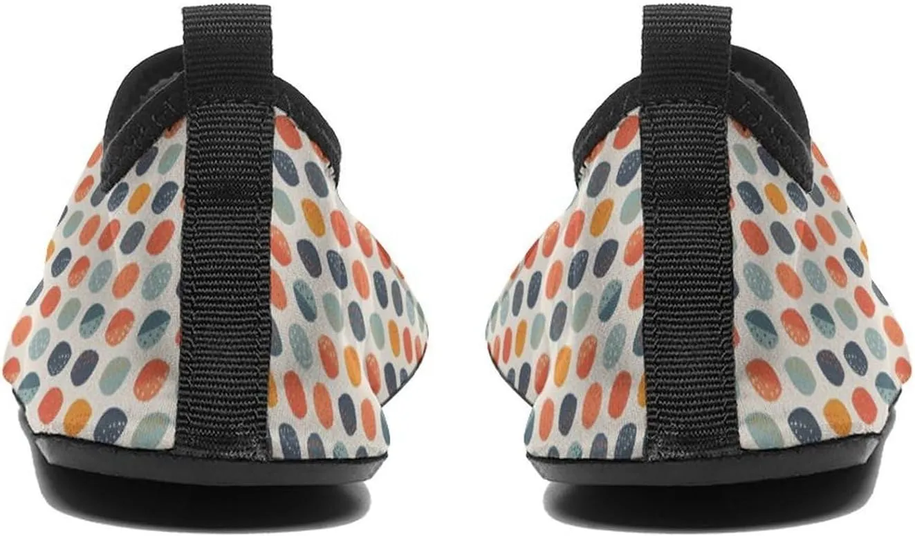 Cute Orange Blue Leafy Botanical Pattern Men Women Water Shoes Quick-Dry Aqua Socks Barefoot Slip-on for Beach Swim Sport Surf Yoga Exercise