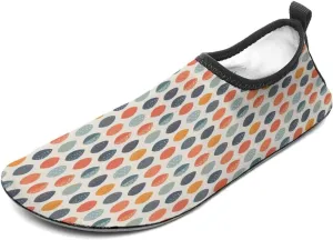 Cute Orange Blue Leafy Botanical Pattern Men Women Water Shoes Quick-Dry Aqua Socks Barefoot Slip-on for Beach Swim Sport Surf Yoga Exercise