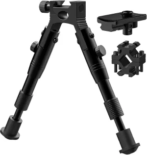 CVLIFE 3-in-1 Rifle Bipod Picatinny Bipod with Swivel Stud Adapter & Barrel Clamp Adapter for Shooting and Hunting