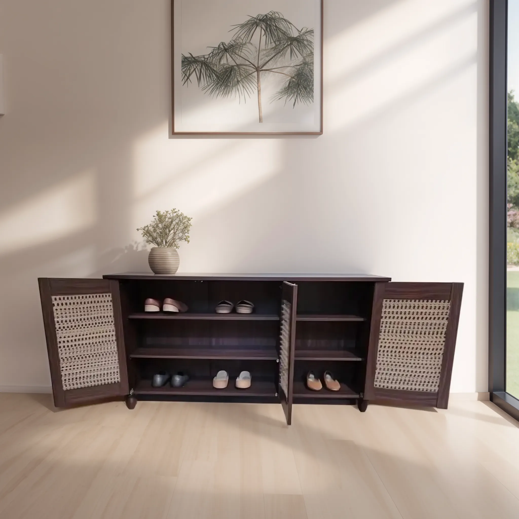Cyra 3 Door Shoe Rack in Wenge Colour