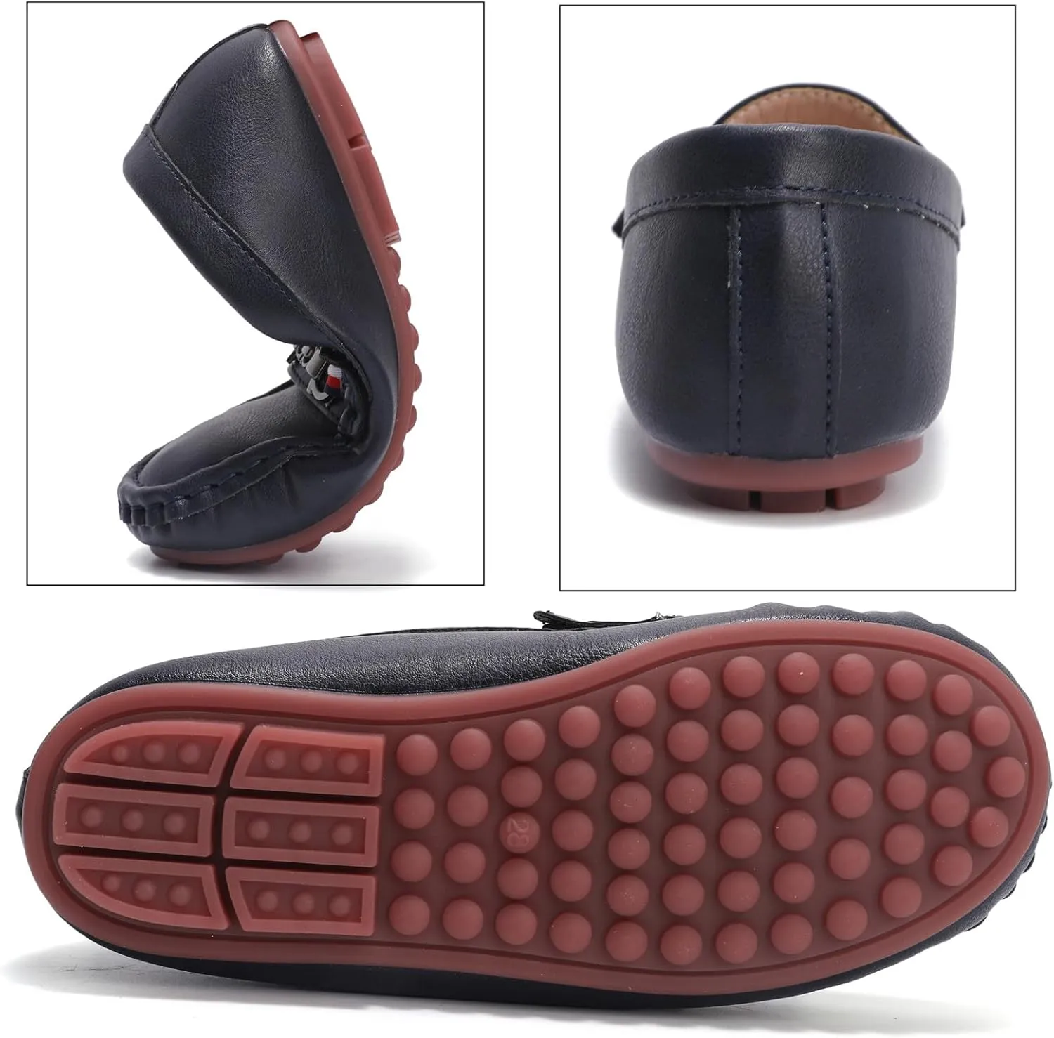 DADAWEN Toddler Little Kid Boys Girls Soft Leather Loafer Casual Moccasin Flats Dress Shoes Penny Slip On Boat Shoes School Wedding Church Loafers