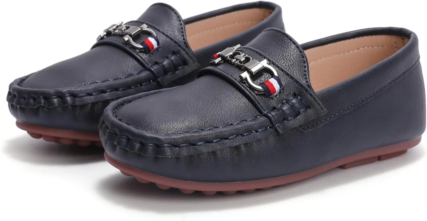 DADAWEN Toddler Little Kid Boys Girls Soft Leather Loafer Casual Moccasin Flats Dress Shoes Penny Slip On Boat Shoes School Wedding Church Loafers