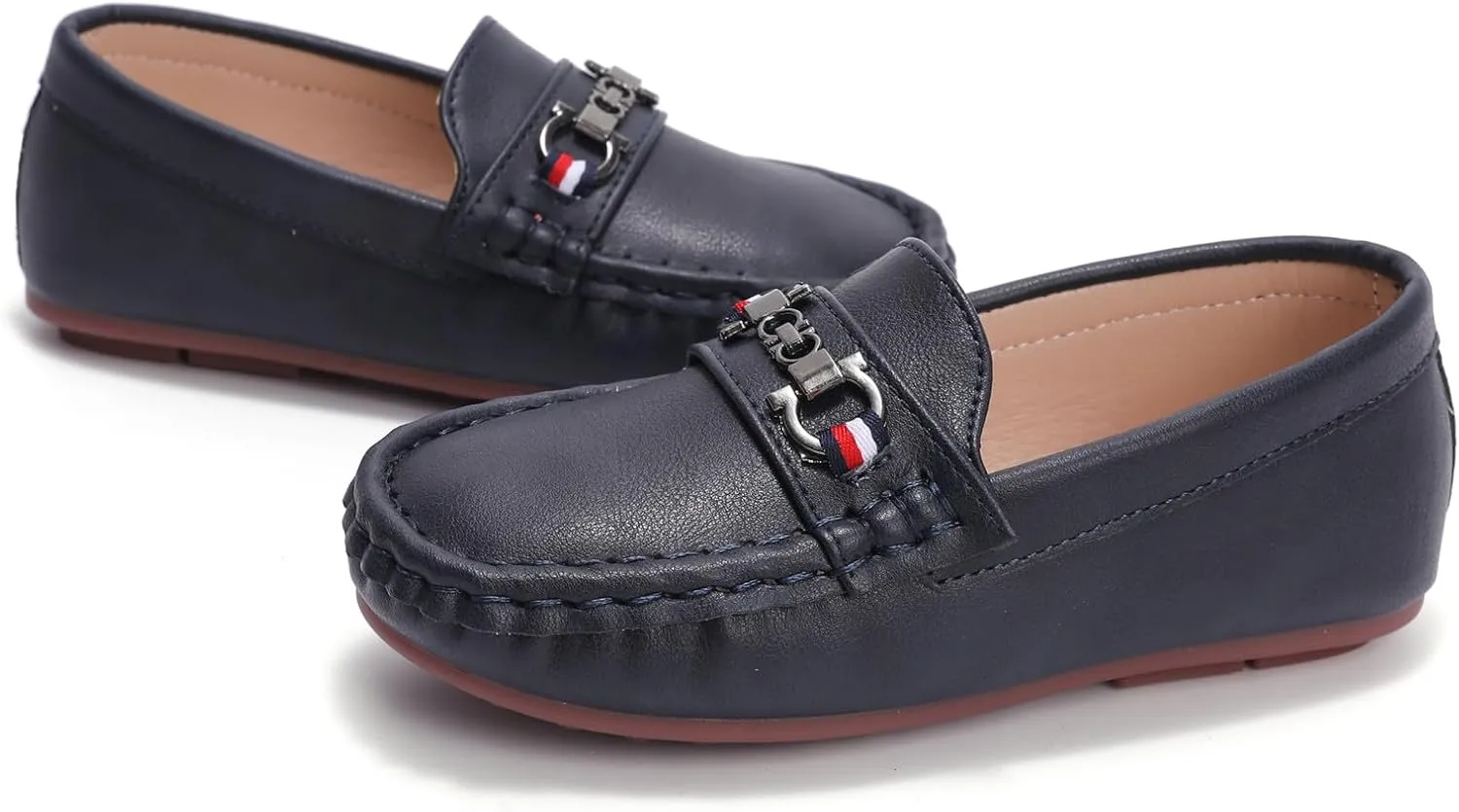 DADAWEN Toddler Little Kid Boys Girls Soft Leather Loafer Casual Moccasin Flats Dress Shoes Penny Slip On Boat Shoes School Wedding Church Loafers
