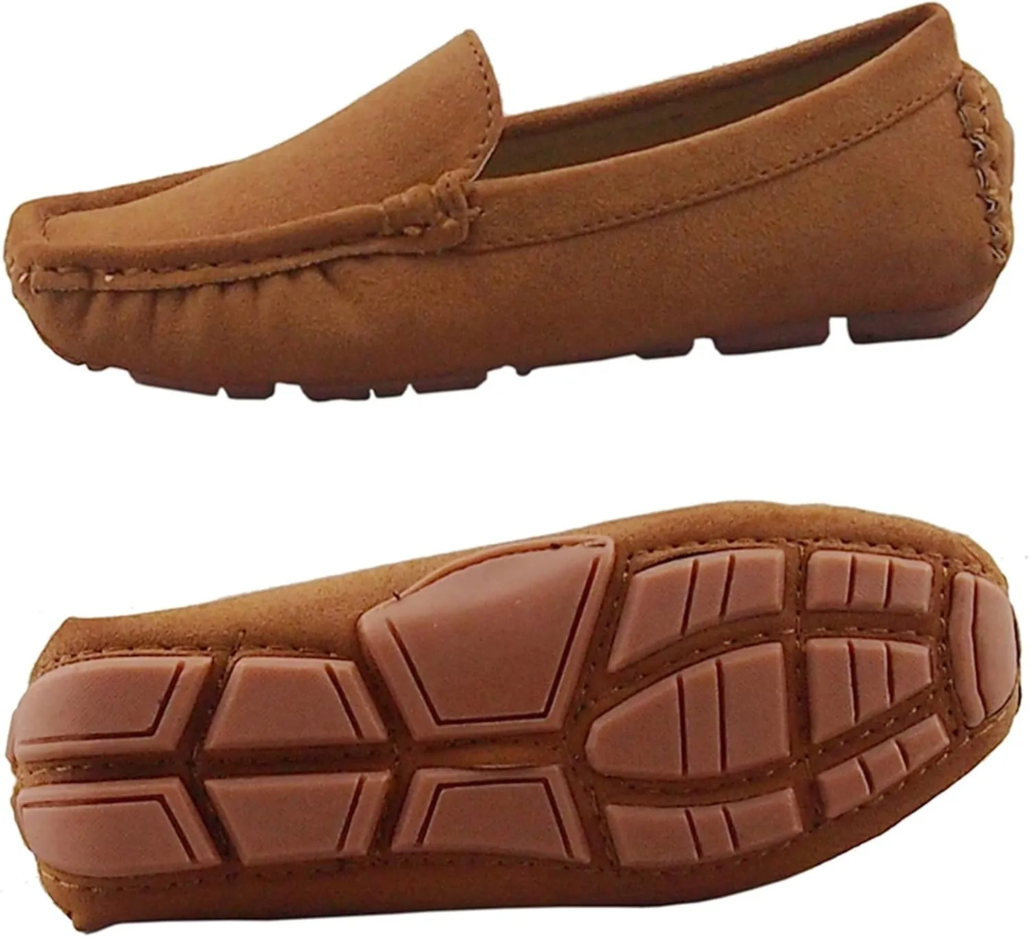 DADAWEN Toddler Little Kid Boys Girls Soft Suede Leather Slip On Penny Loafer Dress Shoes Moccasin Flat Boat Shoes Wedding Church Oxford