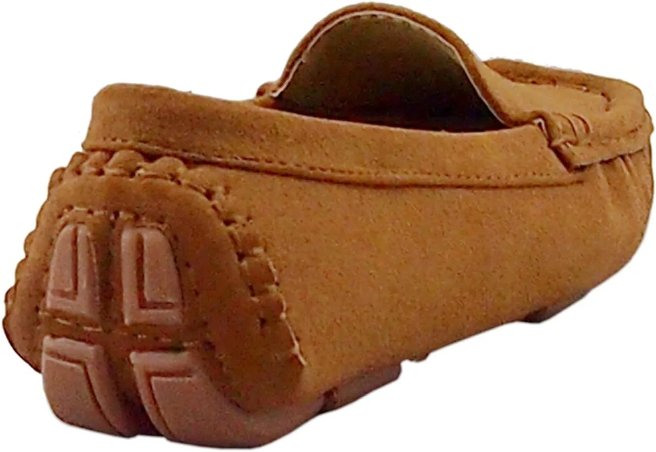 DADAWEN Toddler Little Kid Boys Girls Soft Suede Leather Slip On Penny Loafer Dress Shoes Moccasin Flat Boat Shoes Wedding Church Oxford