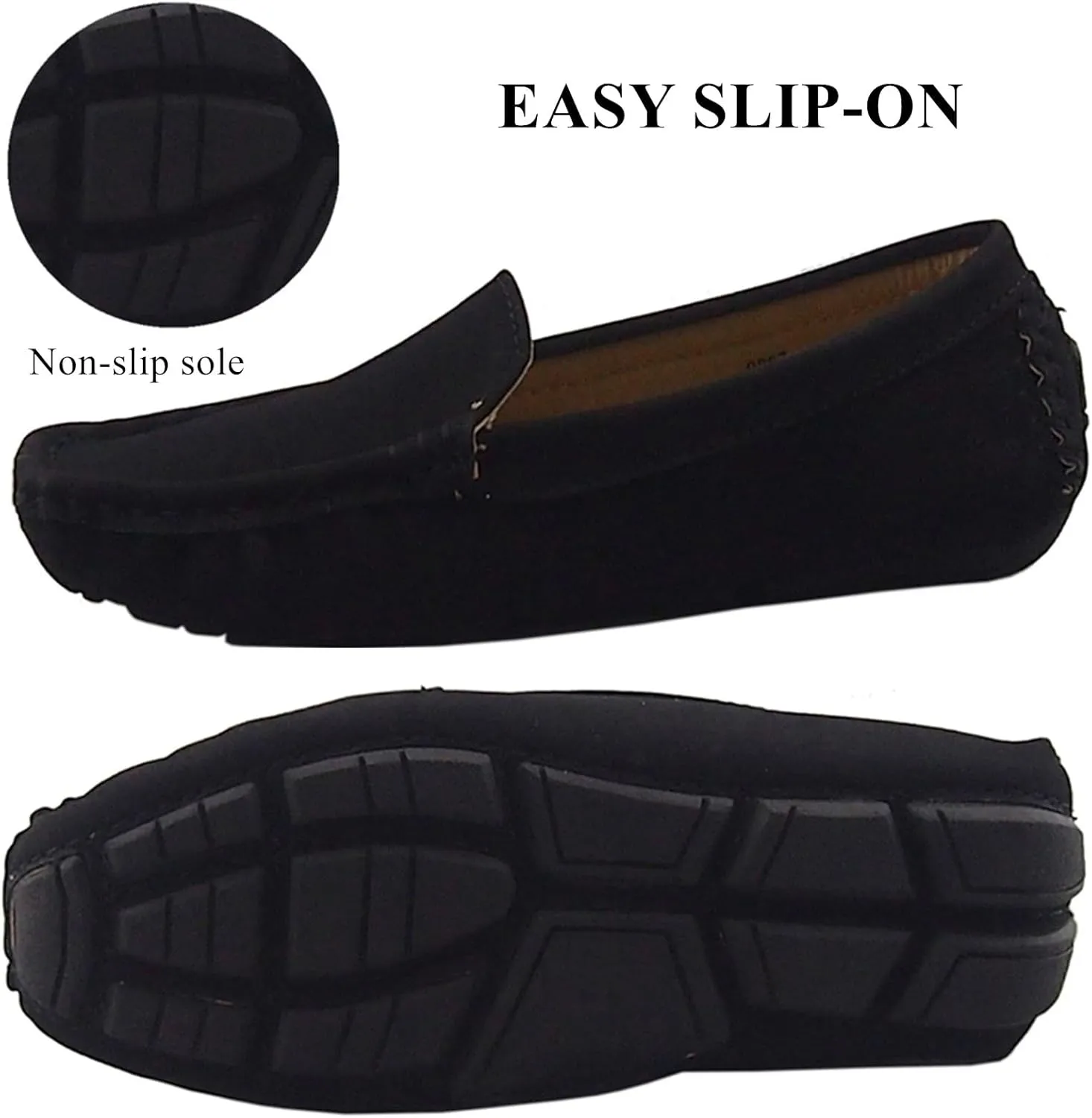 DADAWEN Toddler Little Kid Boys Girls Soft Suede Leather Slip On Penny Loafer Dress Shoes Moccasin Flat Boat Shoes Wedding Church Oxford