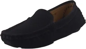 DADAWEN Toddler Little Kid Boys Girls Soft Suede Leather Slip On Penny Loafer Dress Shoes Moccasin Flat Boat Shoes Wedding Church Oxford