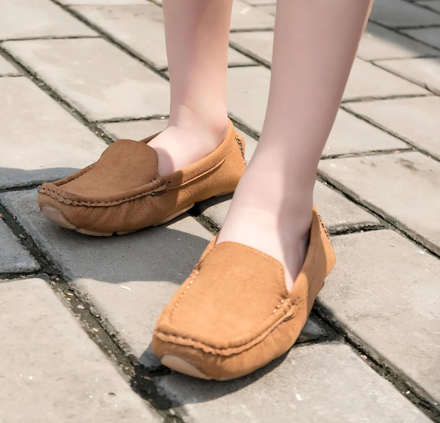 DADAWEN Toddler Little Kid Boys Girls Soft Suede Leather Slip On Penny Loafer Dress Shoes Moccasin Flat Boat Shoes Wedding Church Oxford