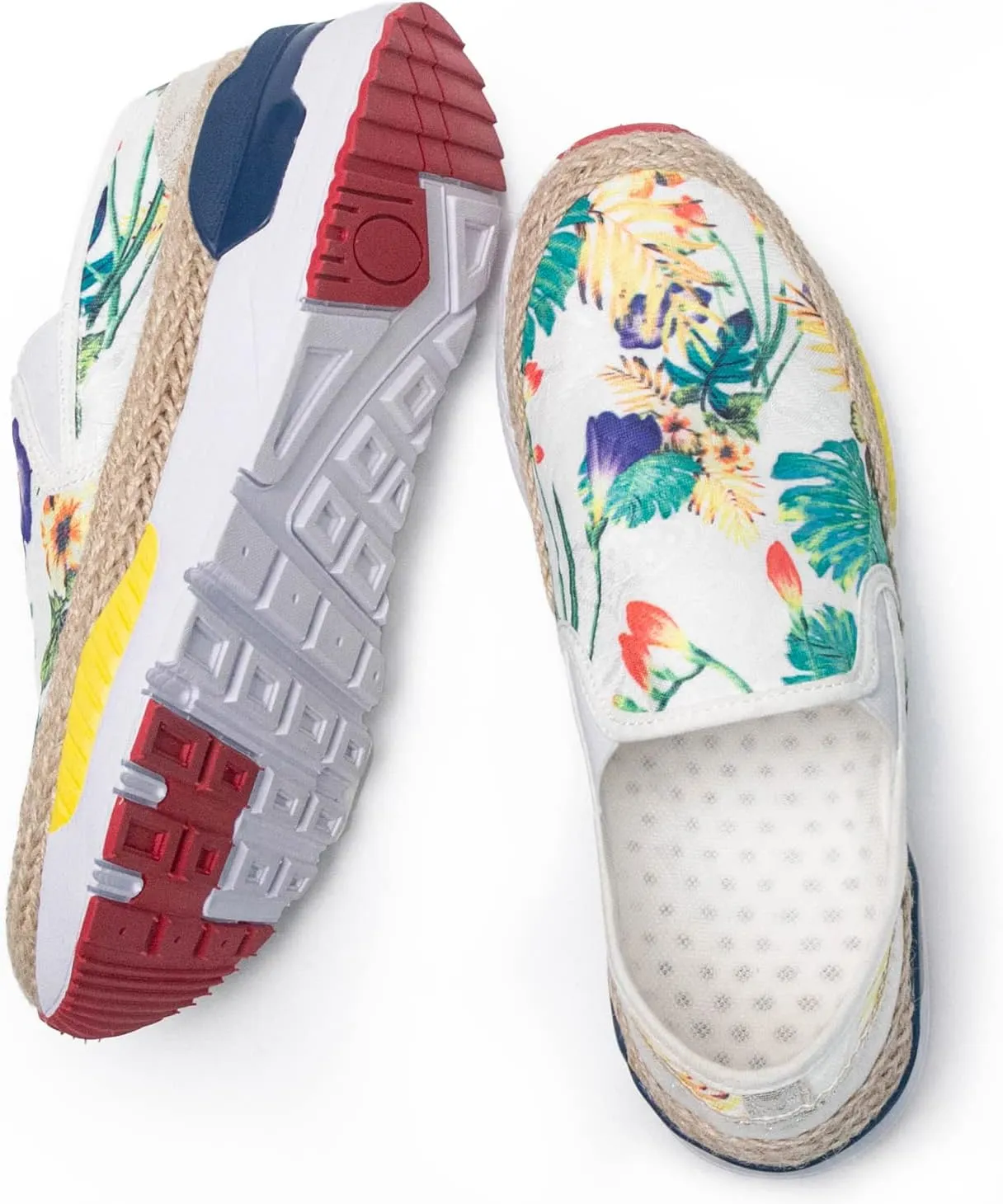 Dannto Women's Art Loafers Embroidered Floral Boat Sneakers Slip-On Ladies Walking Shoes