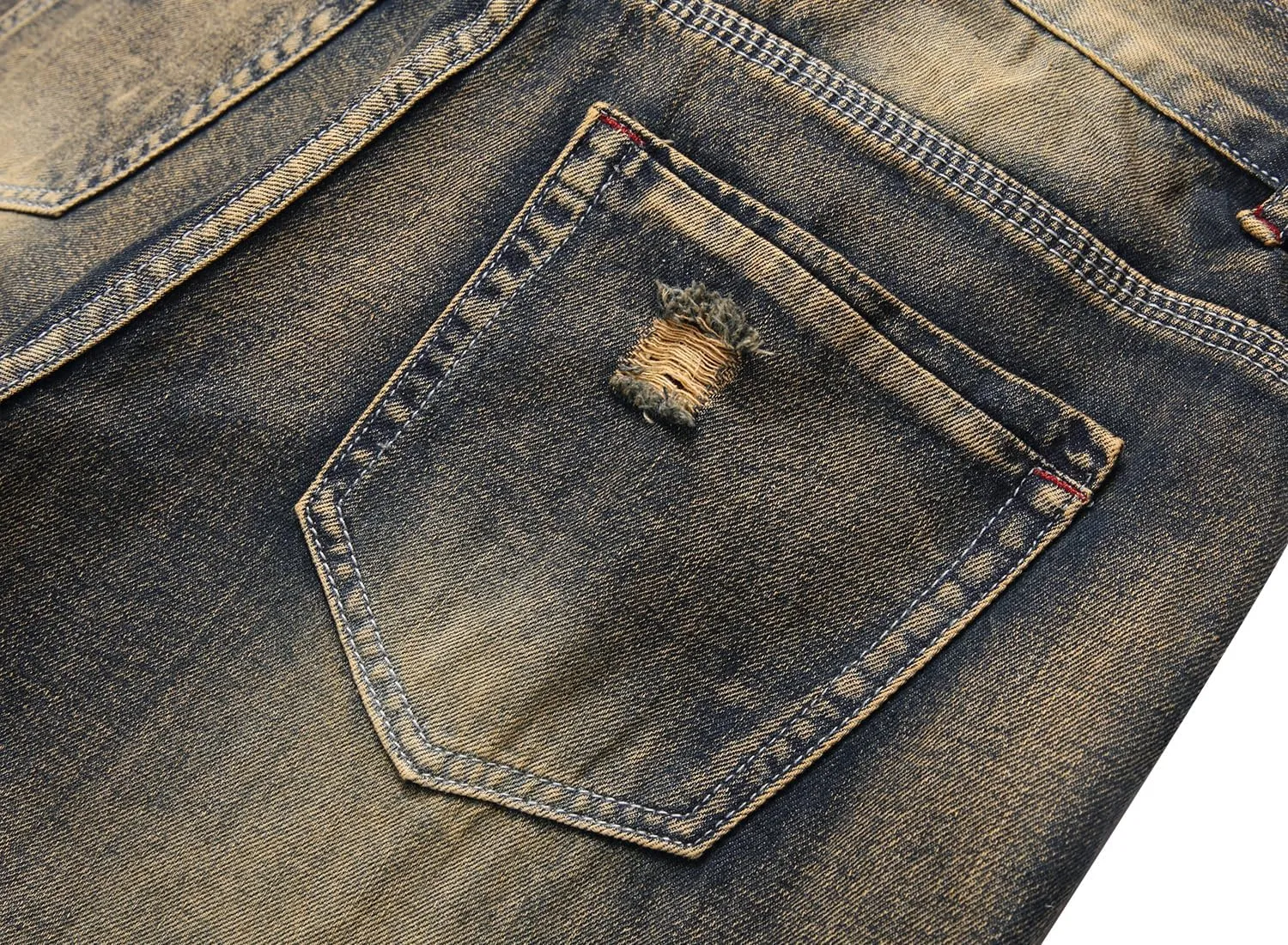 DANT BULUN Men's Ripped Distressed Destroyed Slim Fit Straight Leg Denim Jeans