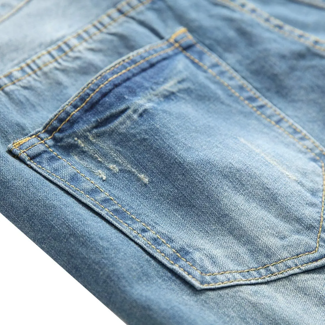 DANT BULUN Men's Ripped Distressed Destroyed Slim Fit Straight Leg Denim Jeans
