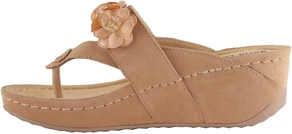 David Tate Womens Garden Leather Slip On Wedge Sandals