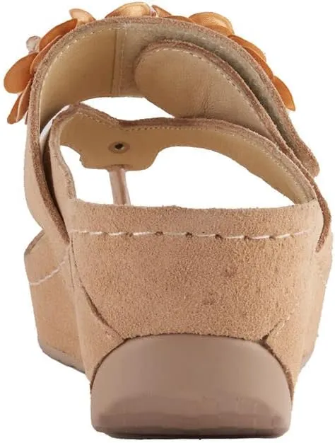 David Tate Womens Garden Leather Slip On Wedge Sandals