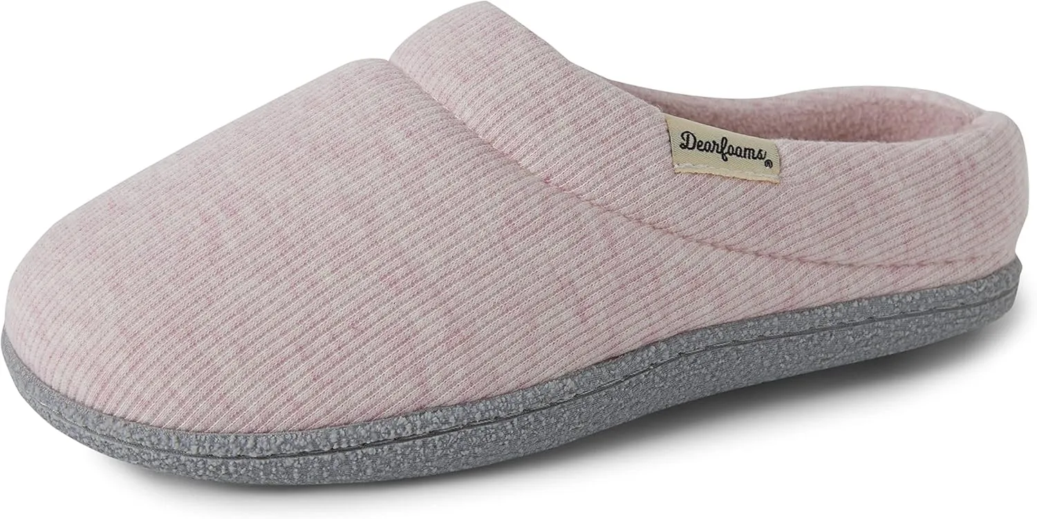 Dearfoams Women's Lacey Memory Foam Comfort Easy On/Off Clog Slipper