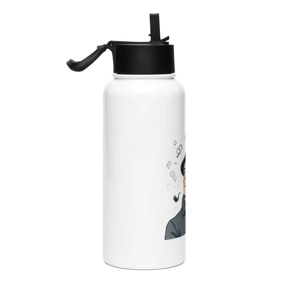 Detective-Themed Stainless Steel Water Bottle