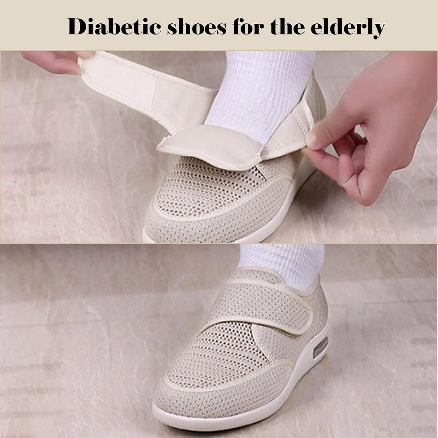 Diabetic Shoes for Women,Adjustable Lightweight Non-Slip Orthopedic Walking Shoes for Elderly Hammertoe Arthritis Swollen Feet