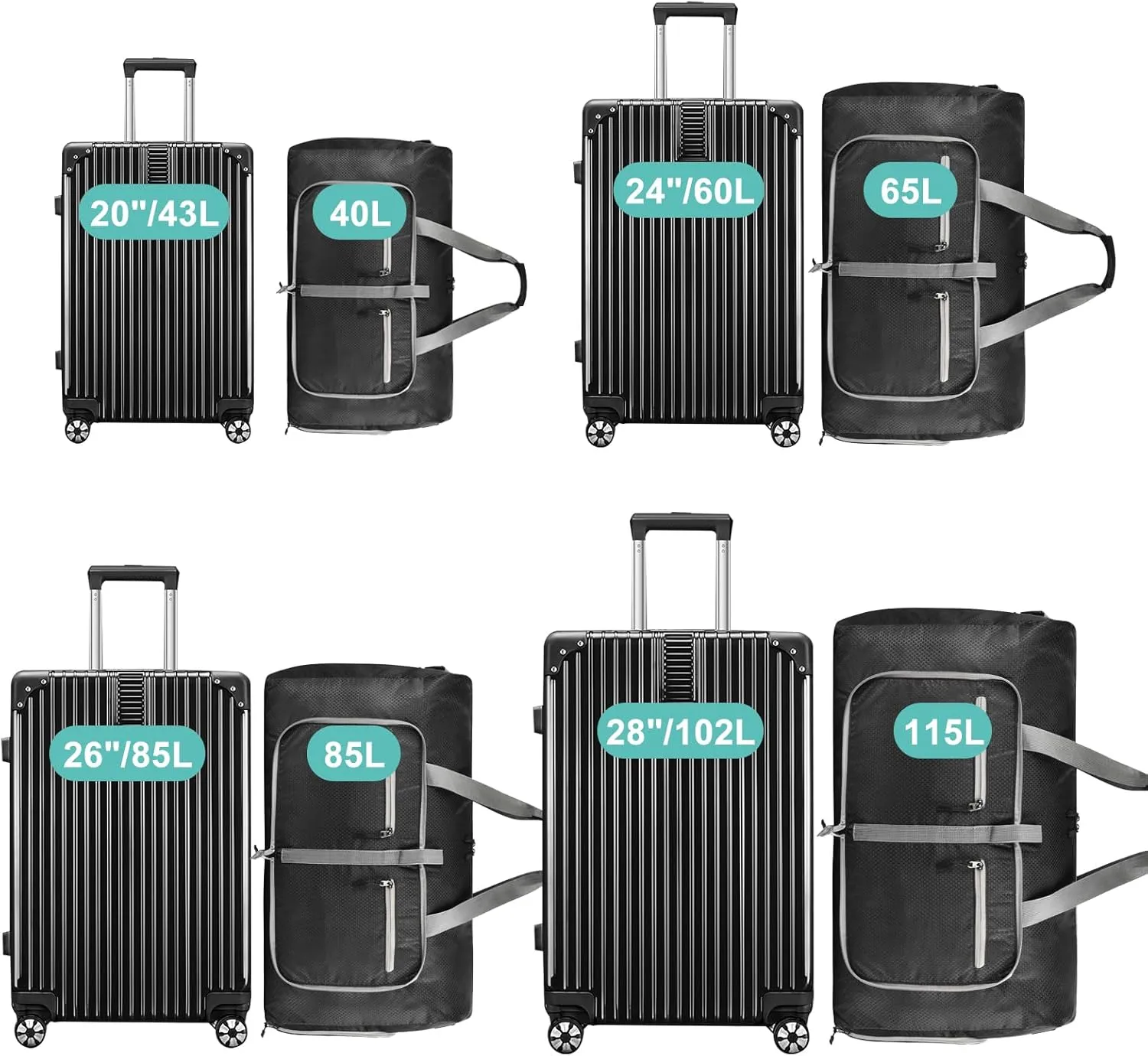 Dimayar Travel Duffle Bag for Men Women - Foldable Duffel Bag with Shoes Compartment - Overnight Bags Waterproof & Tear Resistant(65L,Black)